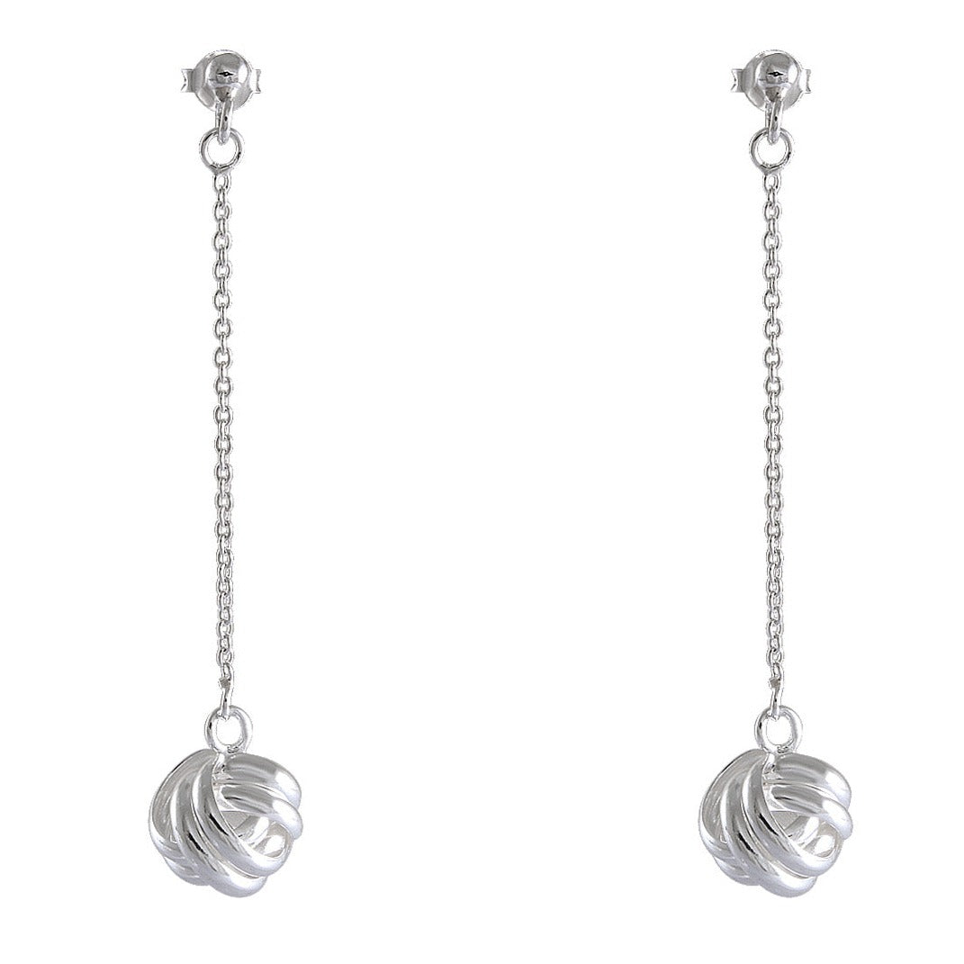 Silver Tendril Drop Earrings - Whispering Leaves Design - Model 1214-028