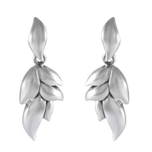 Botanical Bliss Silver Earrings - Leaf Cluster Design - Model 1214-032