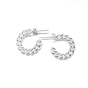 Twisted Elegance Silver Hoop Earrings - Textured Brilliance - Model 1214-033