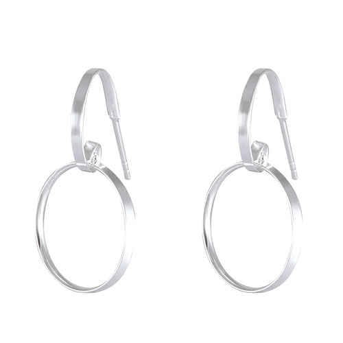 Sleek Minimalist Silver Hoop Earrings - Modern Simplicity - Model 1214-034