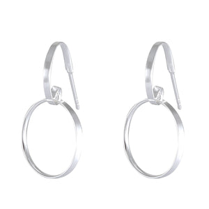 Sleek Minimalist Silver Hoop Earrings - Modern Simplicity - Model 1214-034