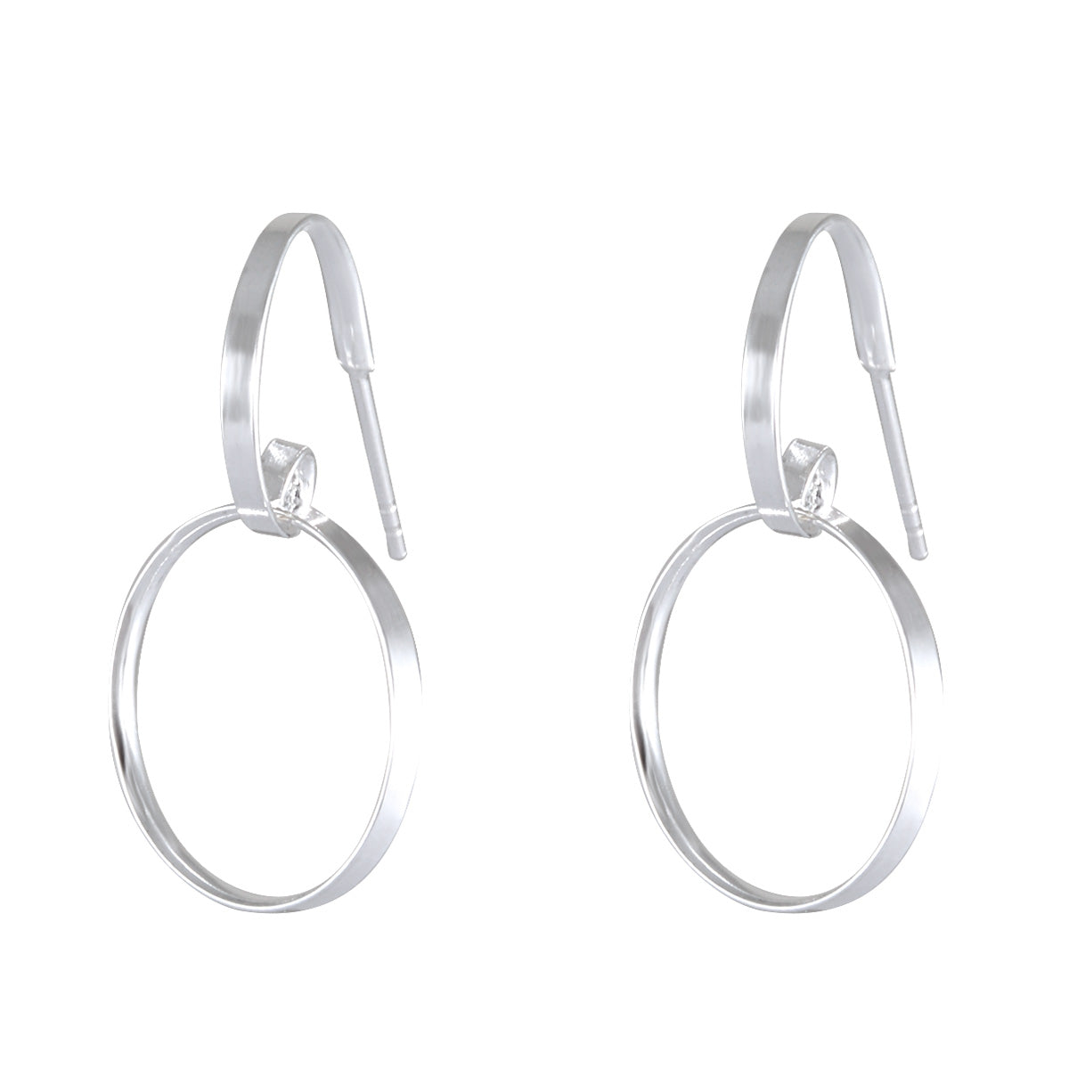 Sleek Minimalist Silver Hoop Earrings - Modern Simplicity - Model 1214-034