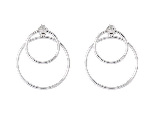 Double Loop Silver Elegance Earrings - Harmonious Circles - Model 1214-036