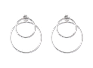 Double Loop Silver Elegance Earrings - Harmonious Circles - Model 1214-036