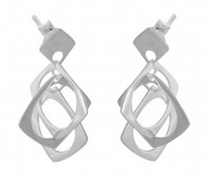 Avant-Garde Geometric Silver Earrings - Abstract Diamond Fusion - Model 1214-037