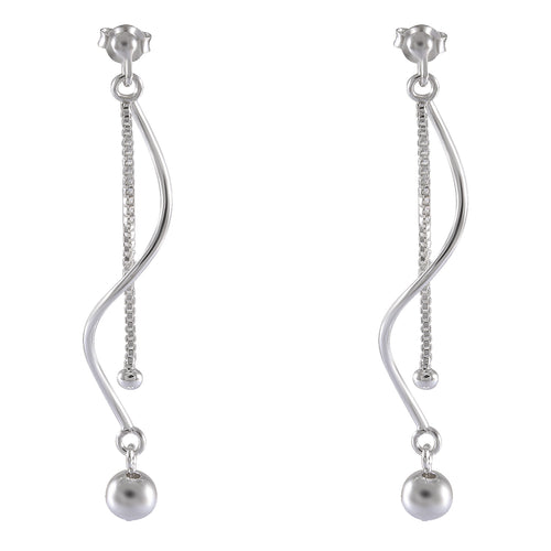 Sleek Silver Sphere Earrings - Minimalist Design - Model 1214-042