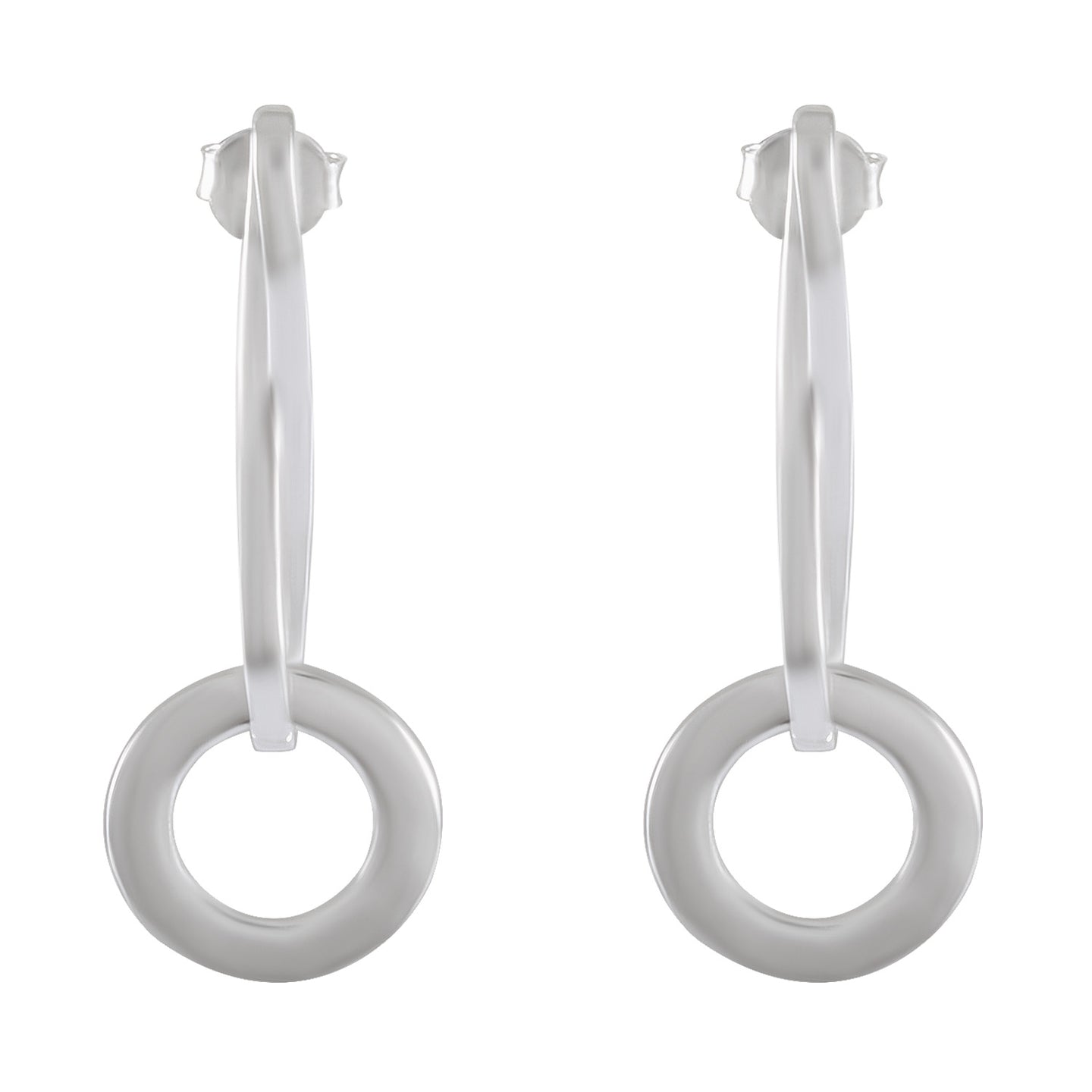 Sculptural Silver Loop Earrings - Sleek and Circular - Model 1214-049