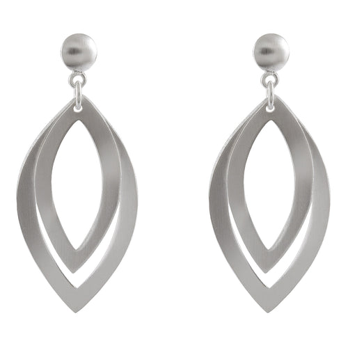 Sleek Silver Teardrop Contour Earrings - Modern Minimalist - Model 1214-052