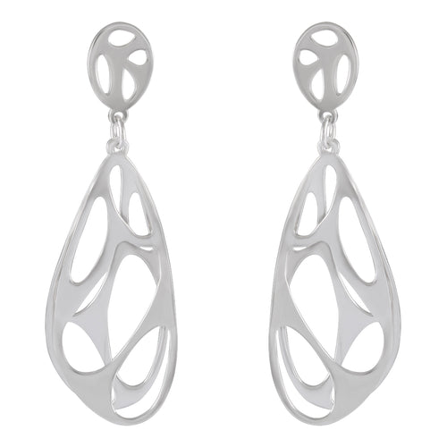 Water Droplet Duo Sterling Silver Earrings - Symmetrical Pair Design - Model 1214-053