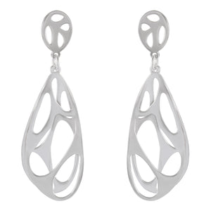 Water Droplet Duo Sterling Silver Earrings - Symmetrical Pair Design - Model 1214-053