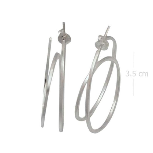 Sterling Silver Abstract Scribble Earrings - Avant-Garde Hoops - Model 1214-055