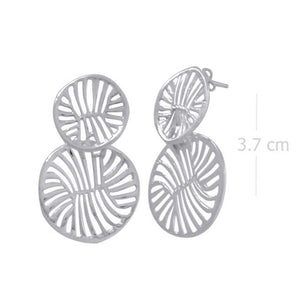 Silver Filigree Circle Drop Earrings - Botanical Elegance - Model 1214-056