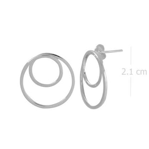 Minimalist Concentric Circles Sterling Silver Stud Earrings - Model 1214-060