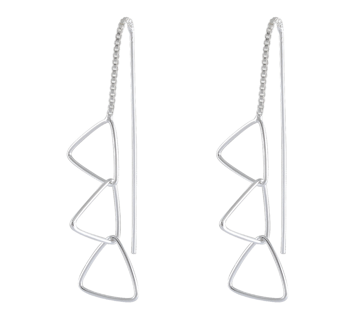 Sterling Silver Chain Dangle Earrings with Geometric Triangles – Modern Artistry - Model 1216-001