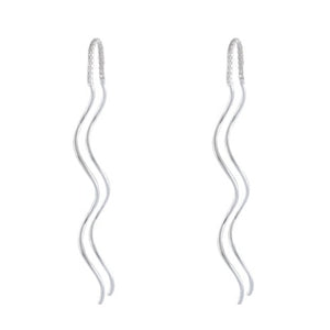 Sterling Silver Wavy Line Threader Earrings – Fluid Silhouette - Model 1216-002