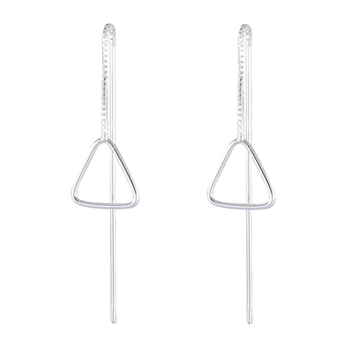 Sterling Silver Triangle Threader Earrings – Sleek and Modern - Model 1216-005