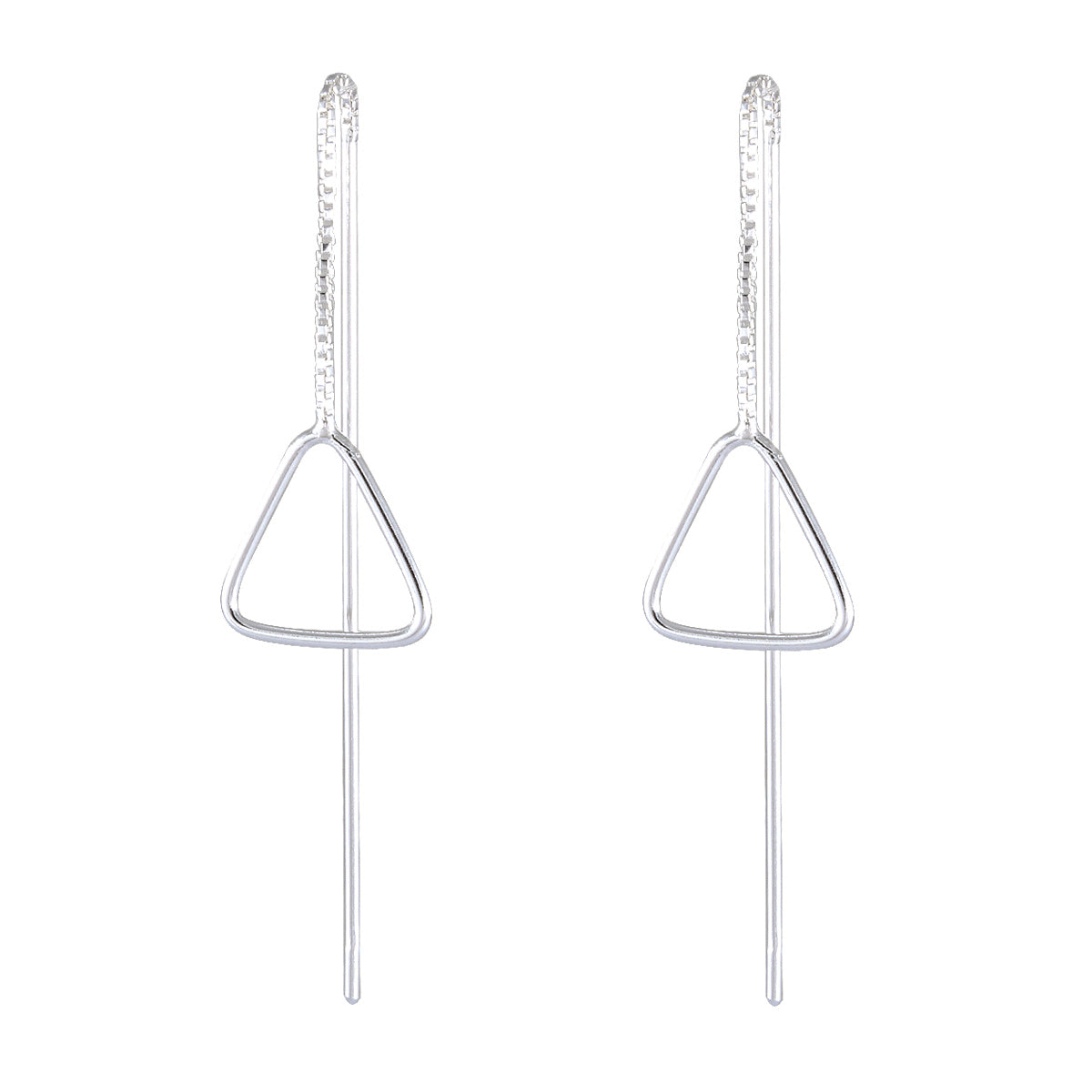 Sterling Silver Triangle Threader Earrings – Sleek and Modern - Model 1216-005