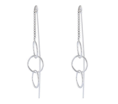 Sterling Silver Double Loop Chain Drop Earrings – Modern Fluidity - Model 1216-007