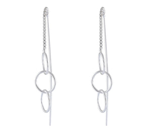 Sterling Silver Double Loop Chain Drop Earrings – Modern Fluidity - Model 1216-007