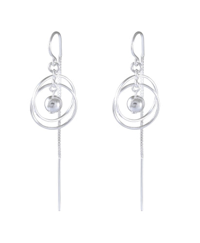 Sterling Silver Orbital Pearl Drop Earrings – Contemporary Spirals - Model 1216-010