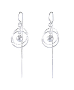 Sterling Silver Orbital Pearl Drop Earrings – Contemporary Spirals - Model 1216-010