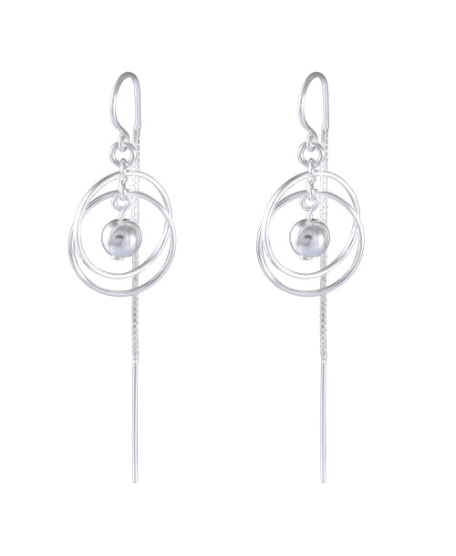 Sterling Silver Orbital Pearl Drop Earrings – Contemporary Spirals - Model 1216-010