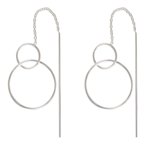 Sterling Silver Cascading Circles Threader Earrings – Elegant Geometry - Model 1216-014