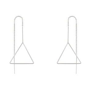 Sterling Silver Triangle Frame Threader Earrings – Geometric Minimalism - Model 1216-016