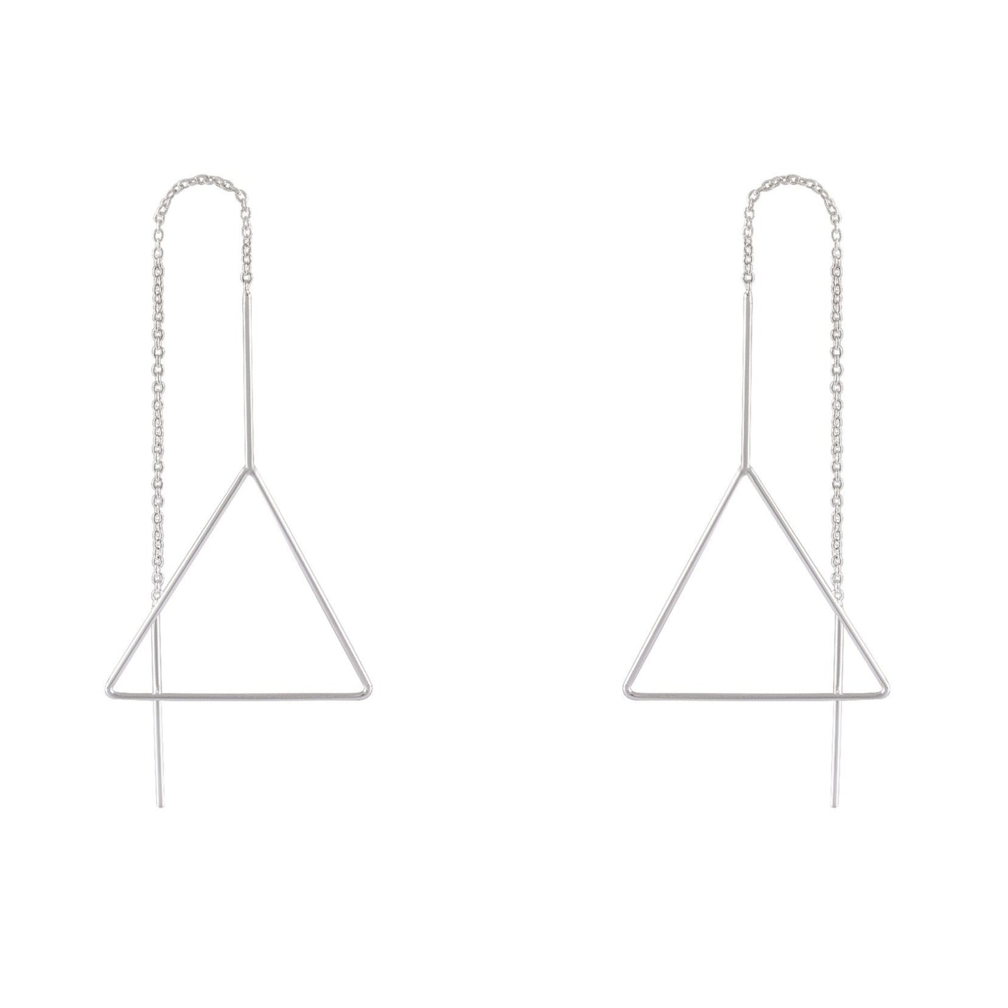 Sterling Silver Triangle Frame Threader Earrings – Geometric Minimalism - Model 1216-016