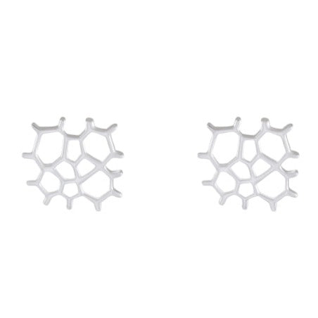 Geometric Honeycomb Stud Earrings Sterling Silver - Model 1217-002
