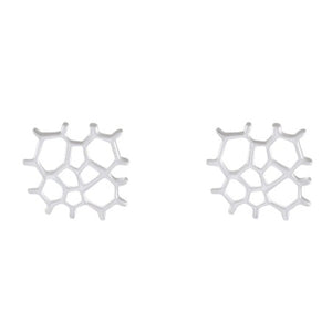 Geometric Honeycomb Stud Earrings Sterling Silver - Model 1217-002