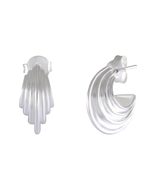 Sterling Silver Fluid Wave Stud Earrings - Model 1217-013