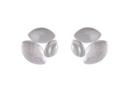 Elegant Sterling Silver Textured Leaf Earrings – Timeless Chic - Model 1217-022