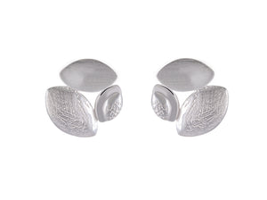 Elegant Sterling Silver Textured Leaf Earrings – Timeless Chic - Model 1217-022