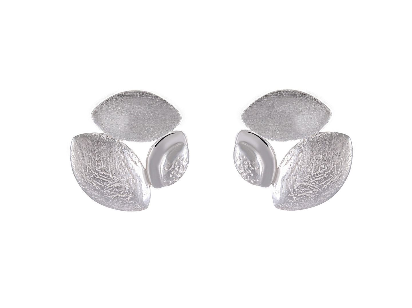 Elegant Sterling Silver Textured Leaf Earrings – Timeless Chic - Model 1217-022