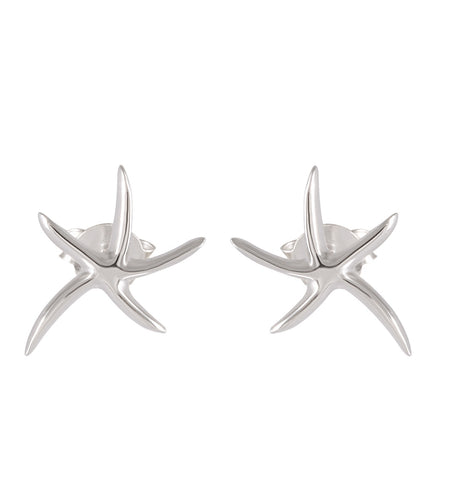 Sleek Sterling Silver Starfish Earrings – Oceanic Elegance - Model 1217-023