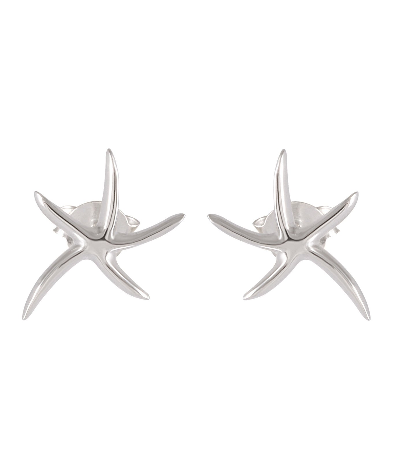 Sleek Sterling Silver Starfish Earrings – Oceanic Elegance - Model 1217-023