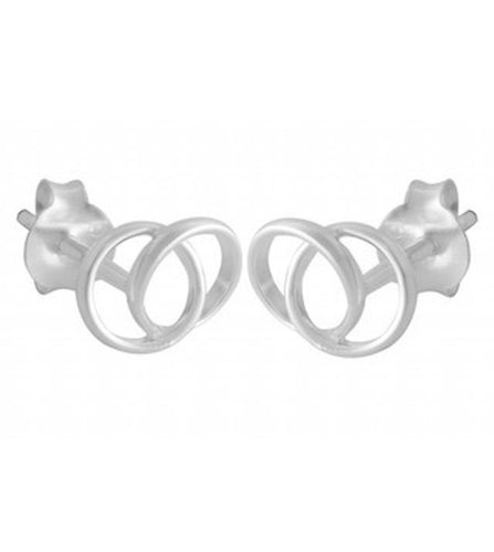 Sterling Silver Double Loop Stud Earrings – Modern Layered Design - Model 1217-026