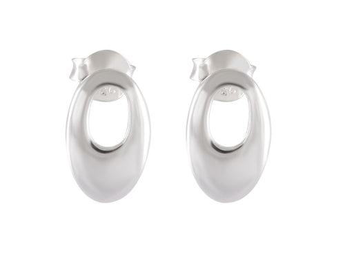 Modern Sterling Silver Oval Hoop Earrings – Sleek Minimalist Design - Model 1217-029