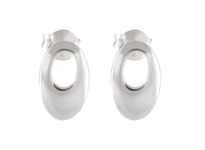 Modern Sterling Silver Oval Hoop Earrings – Sleek Minimalist Design - Model 1217-029