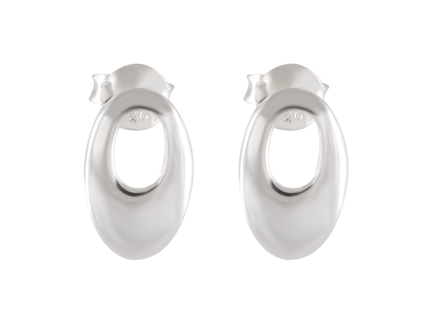Modern Sterling Silver Oval Hoop Earrings – Sleek Minimalist Design - Model 1217-029