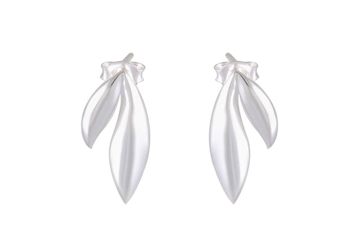 Sculptural Sterling Silver Petal Drop Earrings – Fluid Elegance - Model 1217-030
