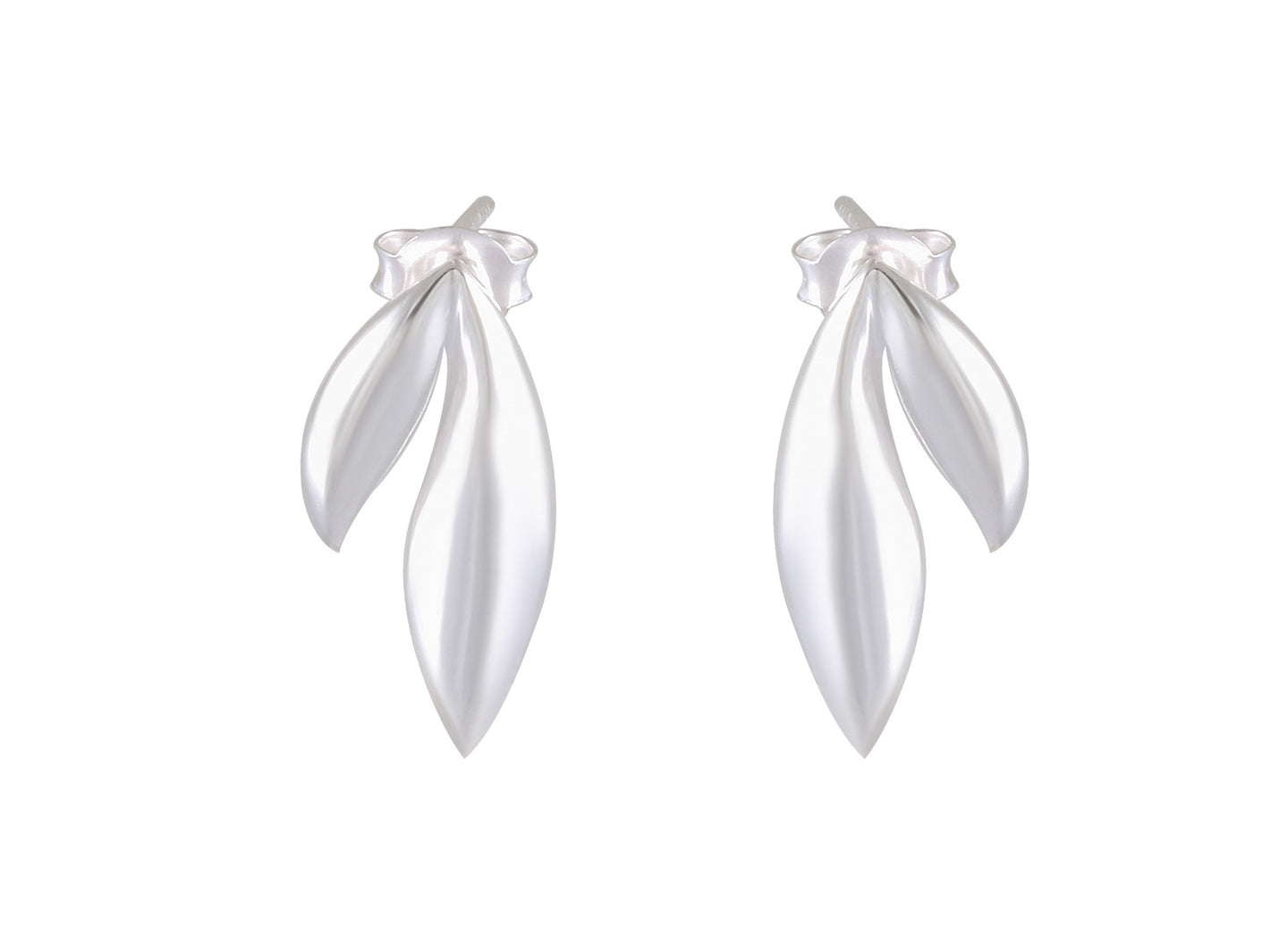 Sculptural Sterling Silver Petal Drop Earrings – Fluid Elegance - Model 1217-030