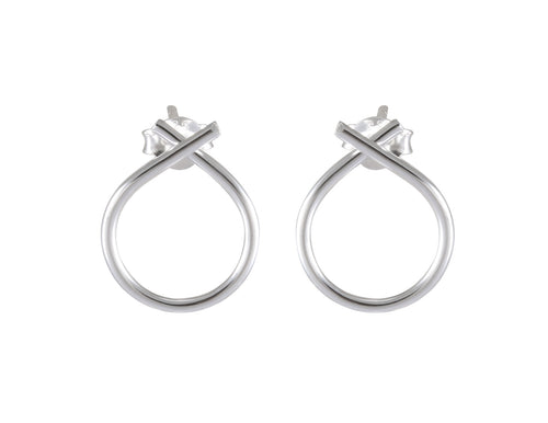 Sterling Silver Crossed Loop Earrings – Modern Geometry - Model 1217-031
