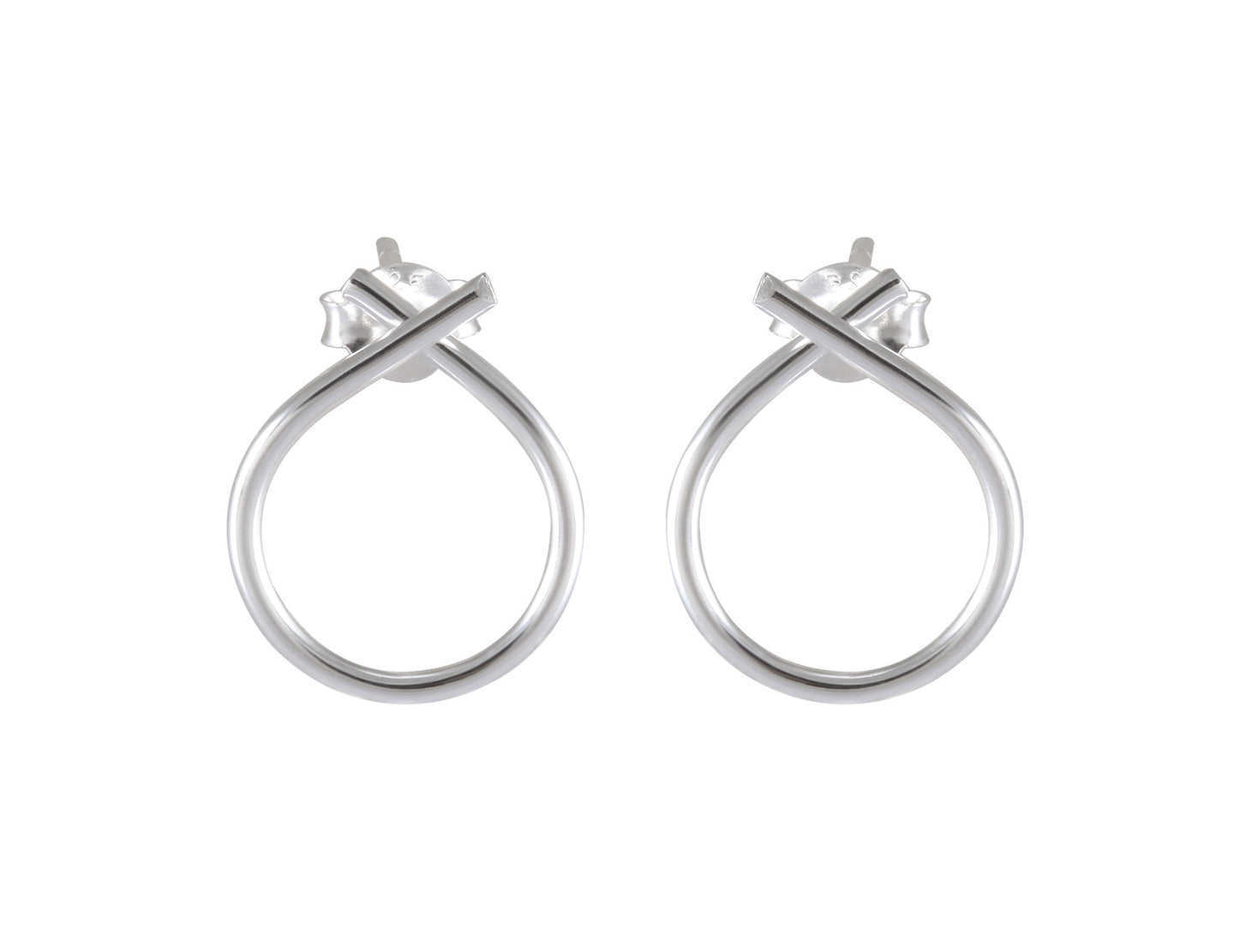 Sterling Silver Crossed Loop Earrings – Modern Geometry - Model 1217-031