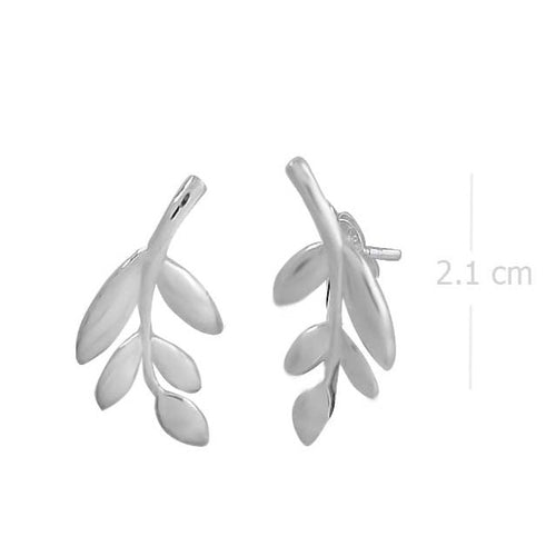 Sterling Silver Branch Leaves Stud Earrings – Nature-Inspired Beauty - Model 1217-038