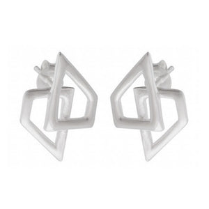 Sterling Silver Geometric Triangle Knot Earrings – Avant-Garde Artistry - Model 1217-040