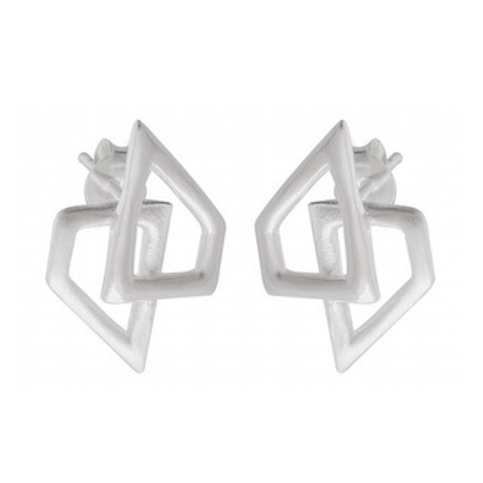 Sterling Silver Geometric Triangle Knot Earrings – Avant-Garde Artistry - Model 1217-040