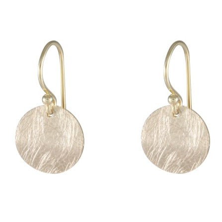 Golden Sheen Textured Disc Drop Earrings - Model 1221-002