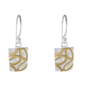 Abstract Art Silver and Gold-Tone Dangle Earrings - Model 1221-003